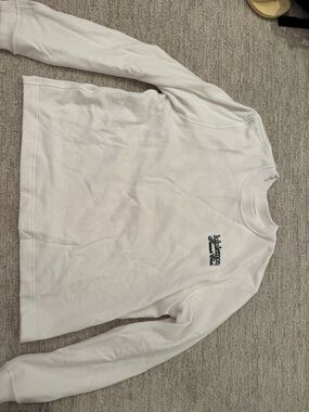 lululemon athletica White Crewneck Sweatshirt with Small Black Logo